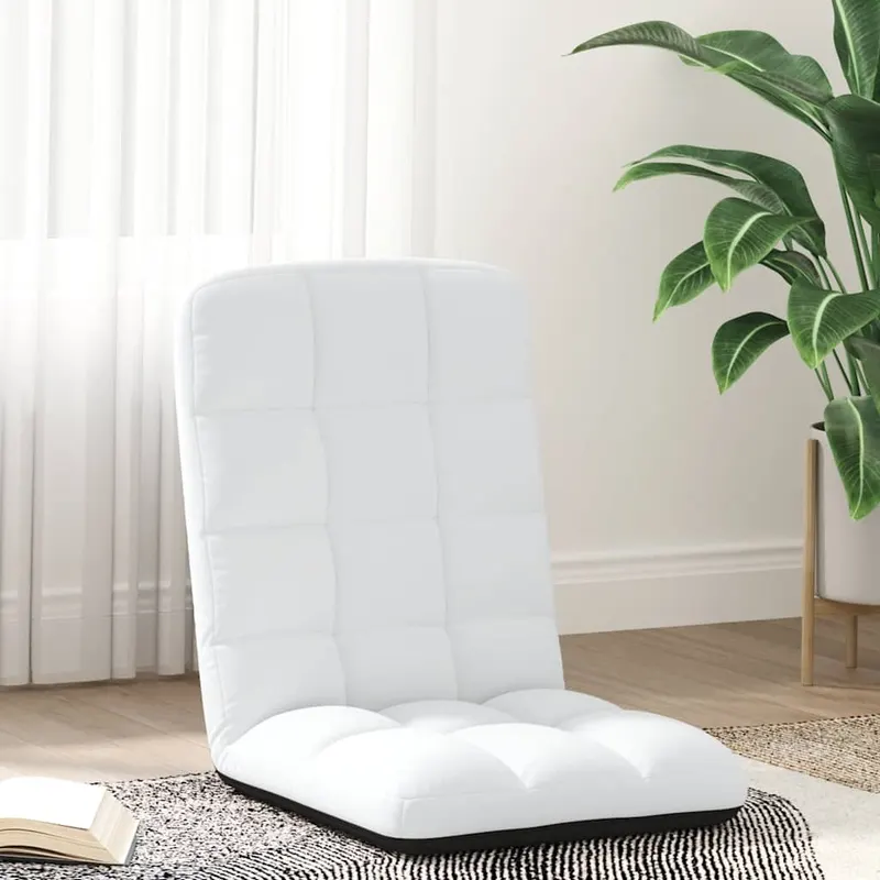 scaun pliabil de podea, alb, 71x51x62 cm, textil