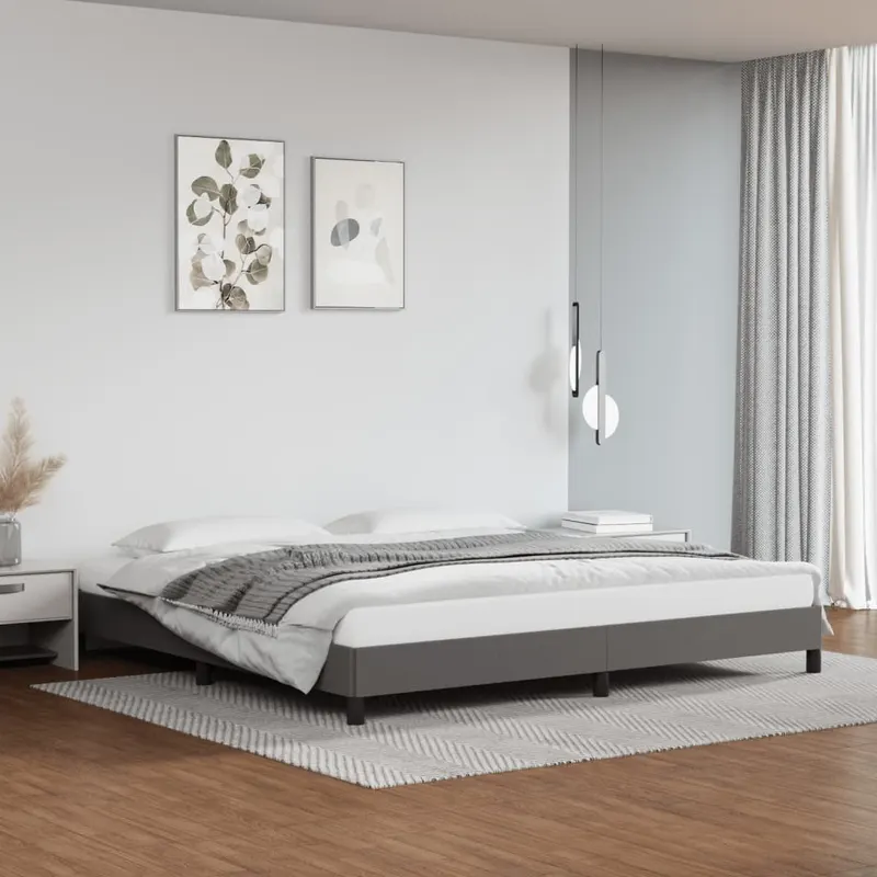cadru de pat, gri, 200x200 cm, piele ecologica