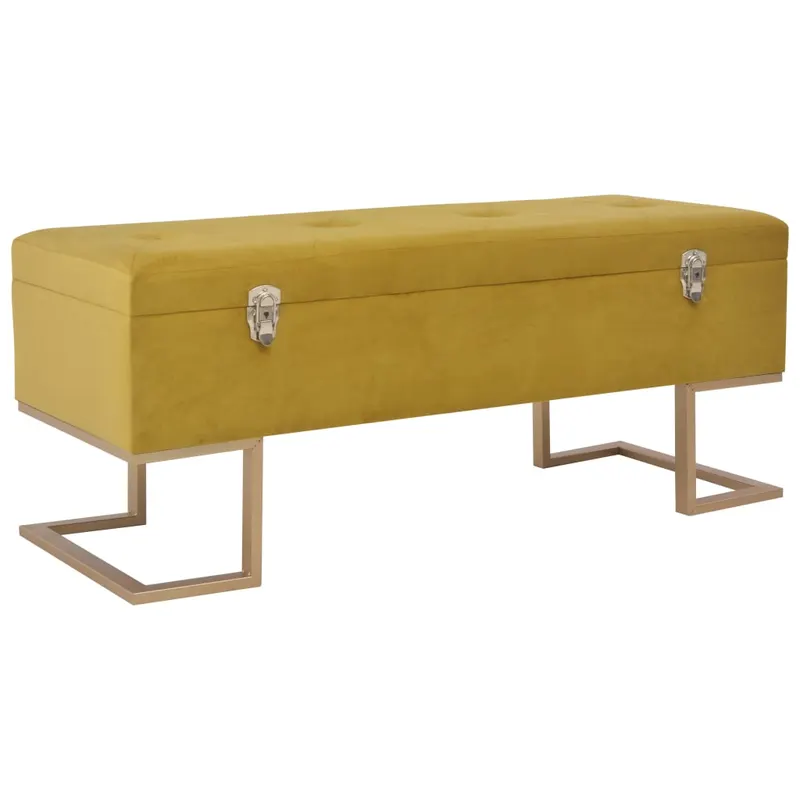 bancheta cu un compartiment de depozitare mustar 105cm catifea