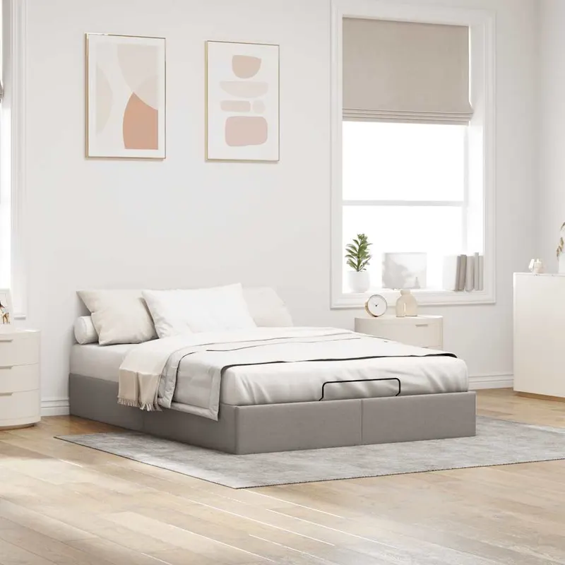 cadru pat otoman fara saltea crema 140x200 cm tesatura