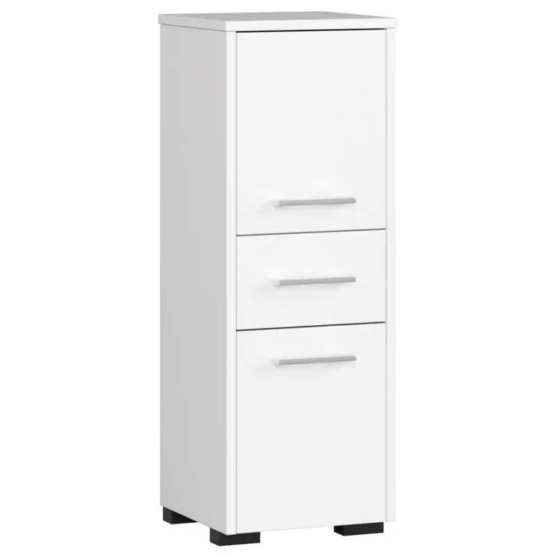 Dulap baie pal tip coloana 2 usi si sertar, 30x30x85 cm, design luminos, alb