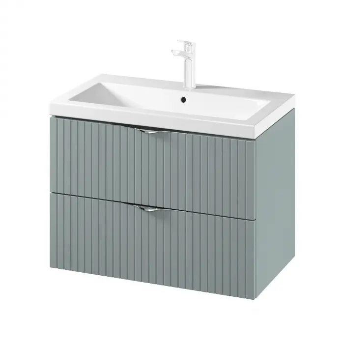 Set dulap baie suspendat 2 sertare lavoar inclus, 80 cm, culoare fiord mat, MDF, Cersanit Tirso