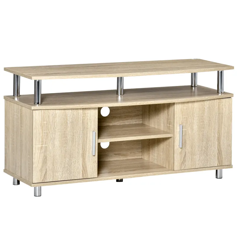 Mobilier TV Modern cu 2 Rafturi si 2 Dulapioare in PAL 105x40x55cm HOMCOM