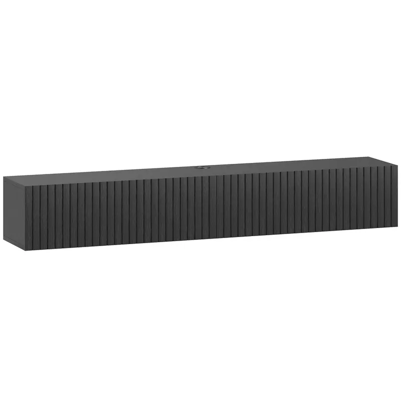 HOMCOM Mobilier TV suspendat 140cm, suport TV pentru televizoare până la 183 cm, 2 uși rabatabile, 140x25x22cm, negru