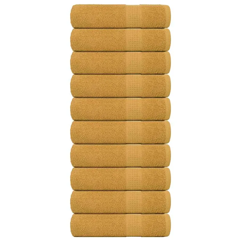 Prosoape de dus, frogn, 10 buc., aurii, 70x140 cm, 360 g/m2