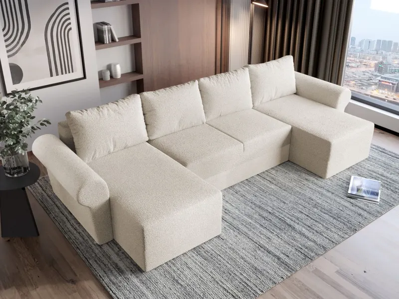Coltar U Extensibil Bonito plusat aspect lana alba