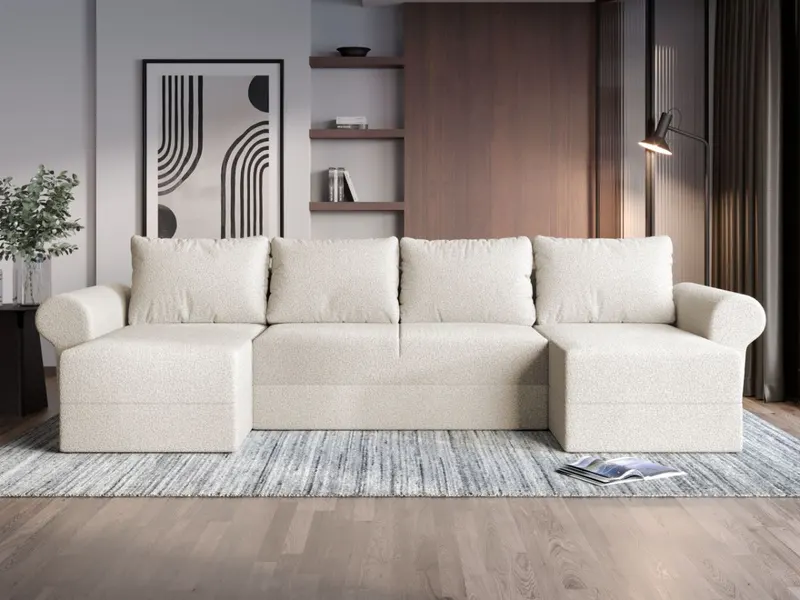 Coltar U Extensibil Bonito plusat aspect lana alba — imaginea 2