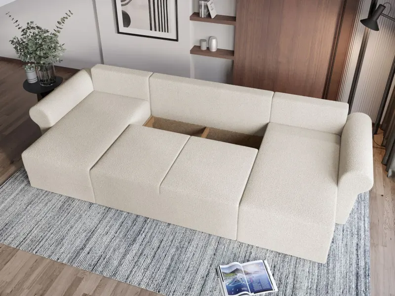 Coltar U Extensibil Bonito plusat aspect lana alba — imaginea 3