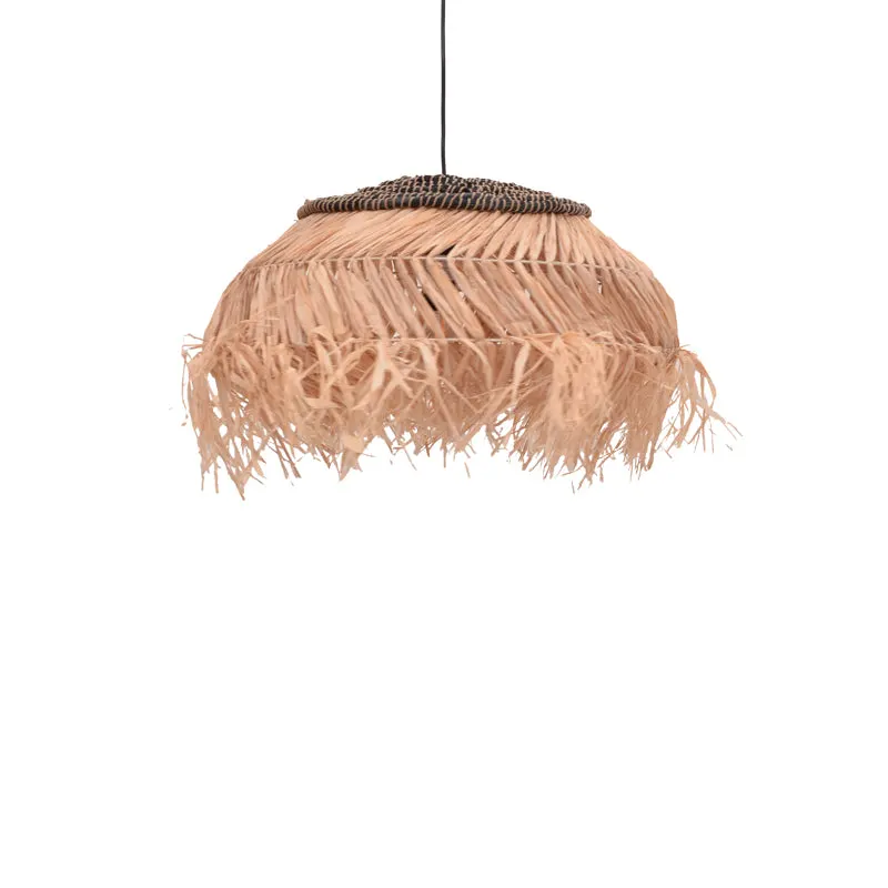 Lustra Hengiole din fibre eco, negru-Natural, 60x60x40 cm - Bej