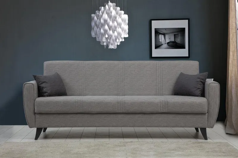 Canapea extensibilă Zaden, 3 locuri, Diverse culori, 207x77x86 cm - Gri deschis