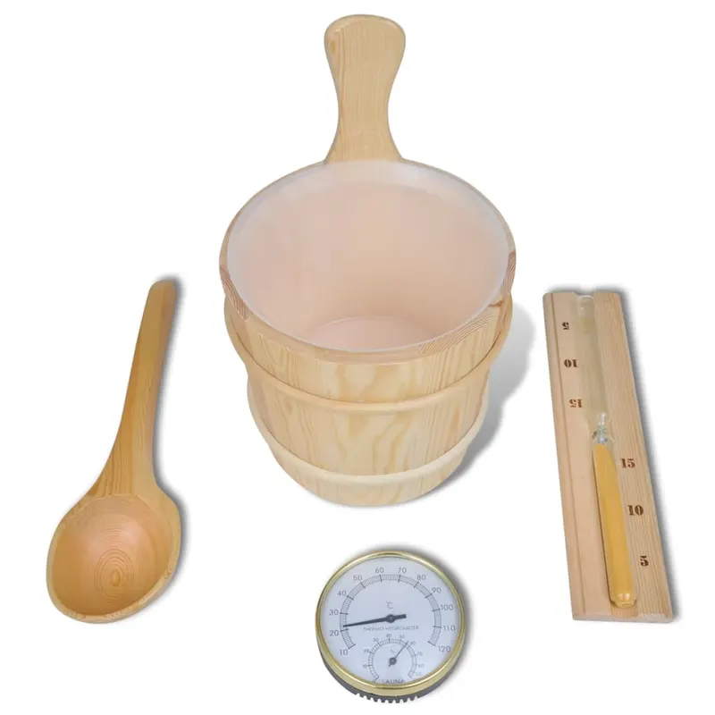accesorii sauna 5 p galeata lingura clepsidra termo-higrometru