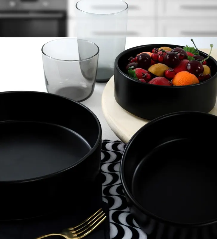 Set boluri, Negru mat, 14x14x5.5 cm - Multicolor