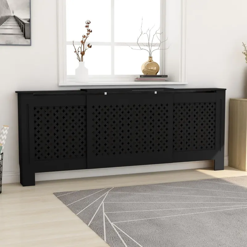masca pentru calorifer, negru, 205 cm, mdf