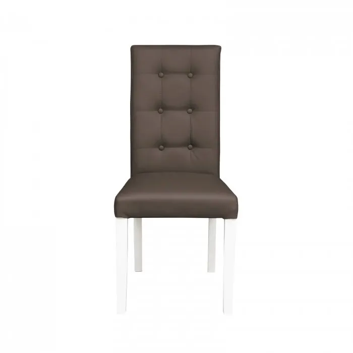 Scaun living TEO LUX, picioare lemn alb, piele ecologica gri elefant, 46x60x98 cm