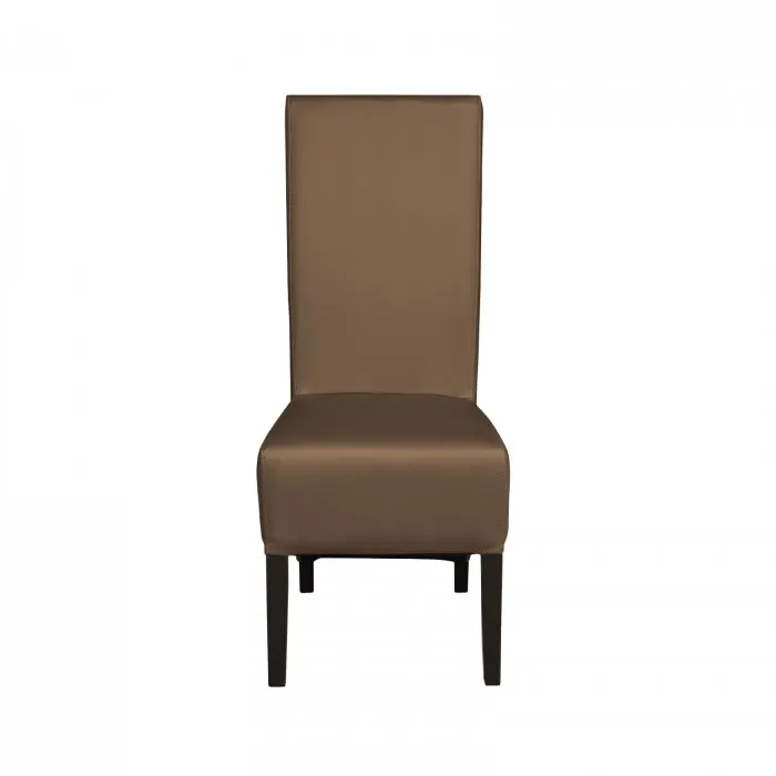Scaun living VANESSA, picioare lemn wenge, piele ecologica cappuccino, 47x60x110 cm