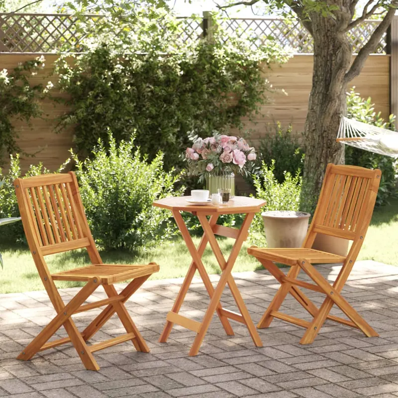 set de bistro pliabil, 3 piese, lemn masiv de acacia