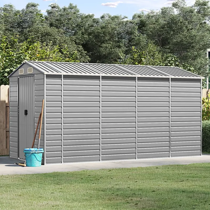 sopron de gradina, gri deschis, 191x385x198 cm, otel galvanizat
