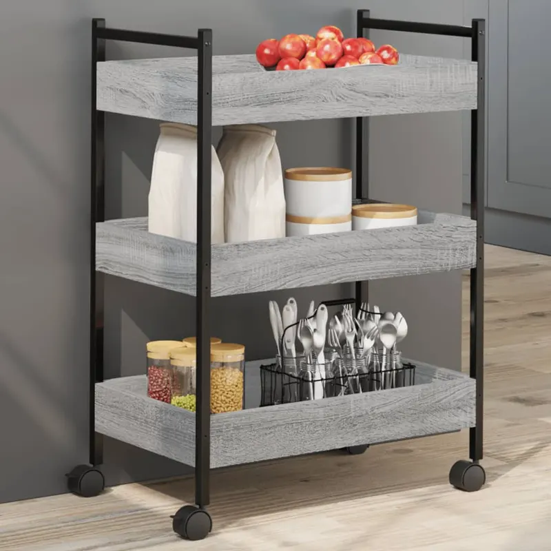 carucior de bucatarie, gri sonoma, 50x30x70 cm, lemn prelucrat