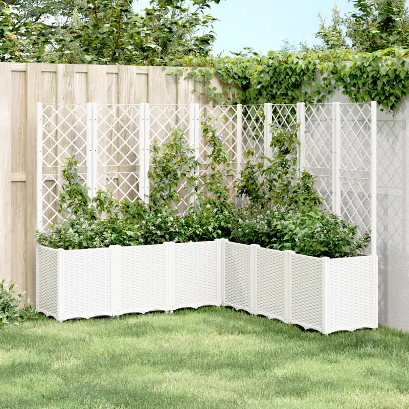 jardiniera de gradina cu spalier, alb, 160x160x140 cm pp