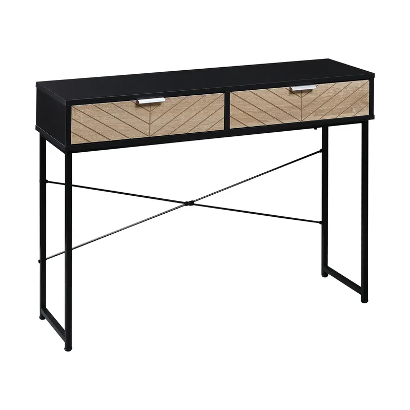 HOMCOM Consolă Elegantă cu 2 Sertare, Masă Metalică pentru Hol, Design Modern, Negru