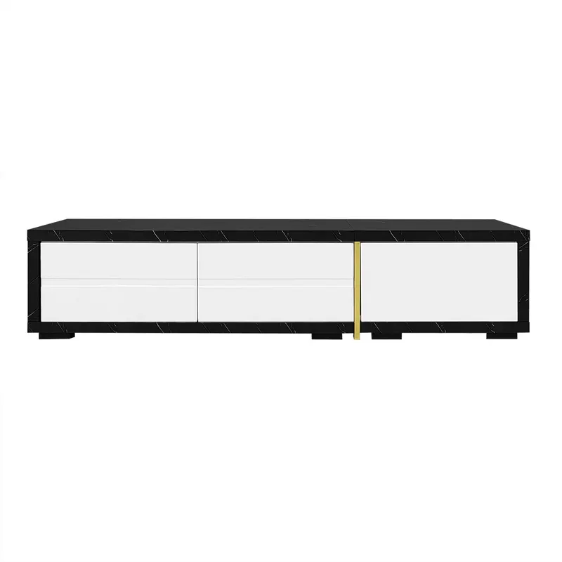 Dulap TV rotativ, Lungime variabilă, 140-260x40x30 cm, Alb+Negru
