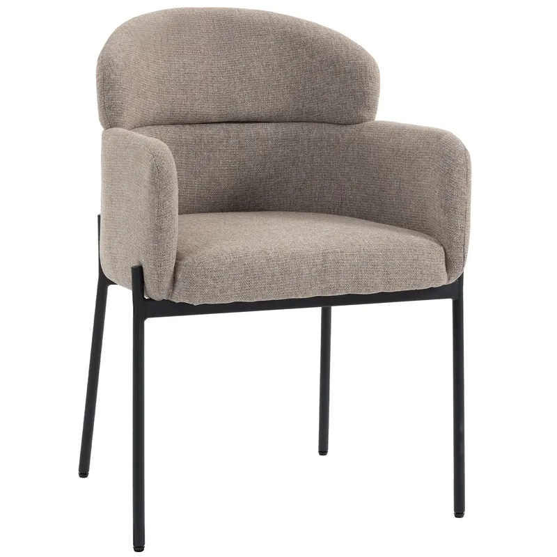 HOMCOM Scaun accent modern, fotoliu din chenille cu spumă de înaltă densitate, spătar ergonomic, picioare metalice, maro deschis