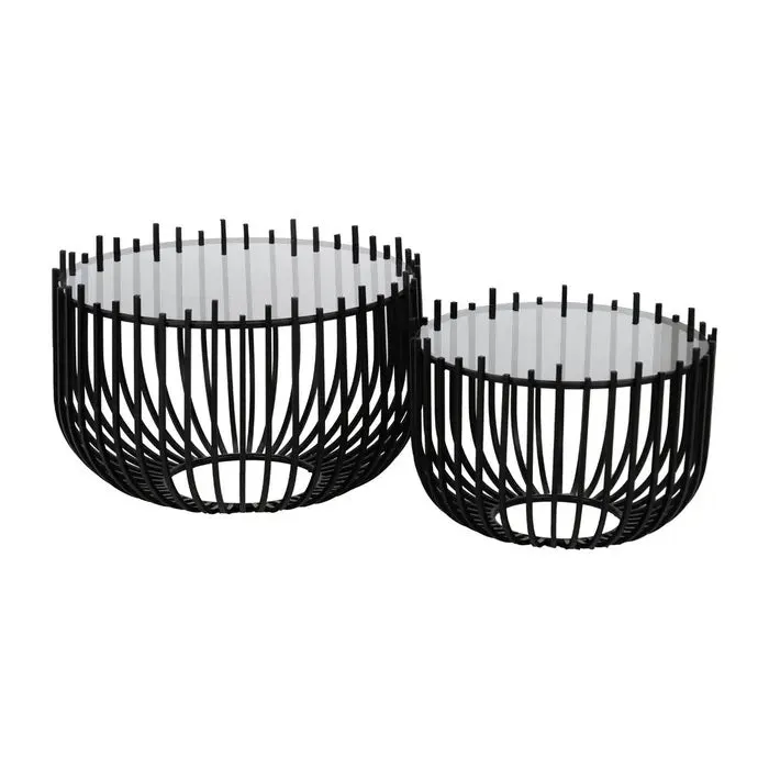 Set 2 masute de cafea ARMAH Ø55/68 x 38/45 CM - Negru