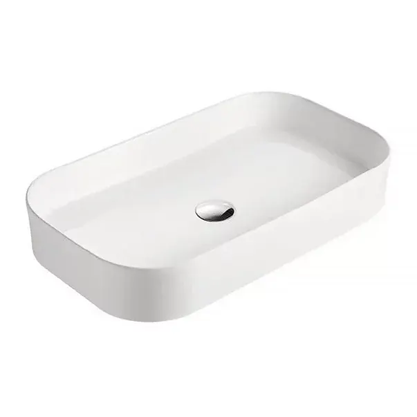 Lavoar pe blat Fluminia Capri 75, 38 cm, dreptunghiular, garantie 2 ani, alb