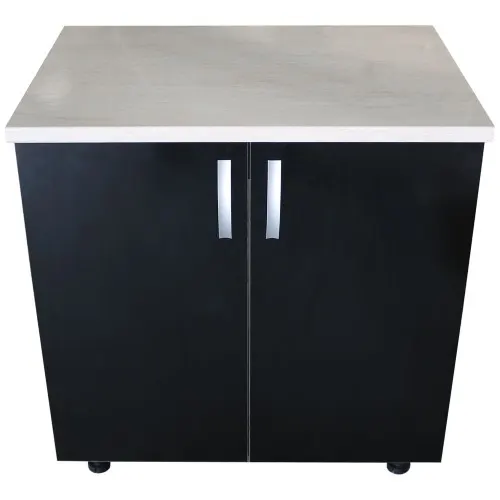 Masca pentru chiuveta cu 2 usi 80 cm Zebra, wenge/Negru lucios, cu blat Travertin, 80 x 85 x 60 cm