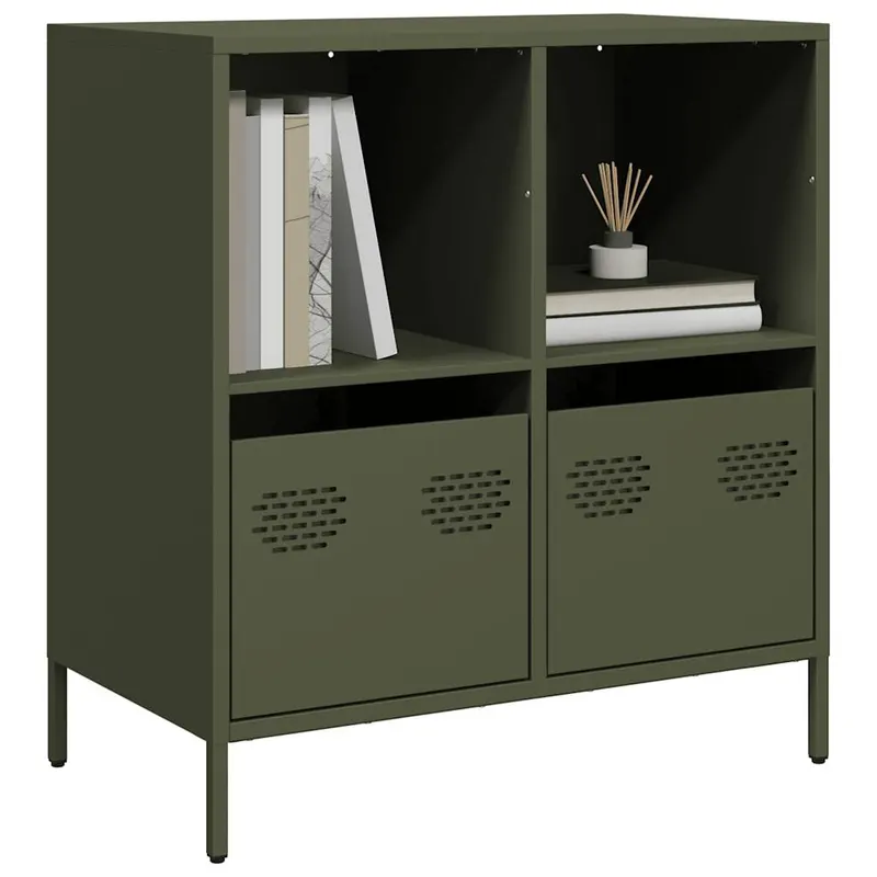 dulap, verde masliniu, 68x39x73,5 cm, otel laminat la rece