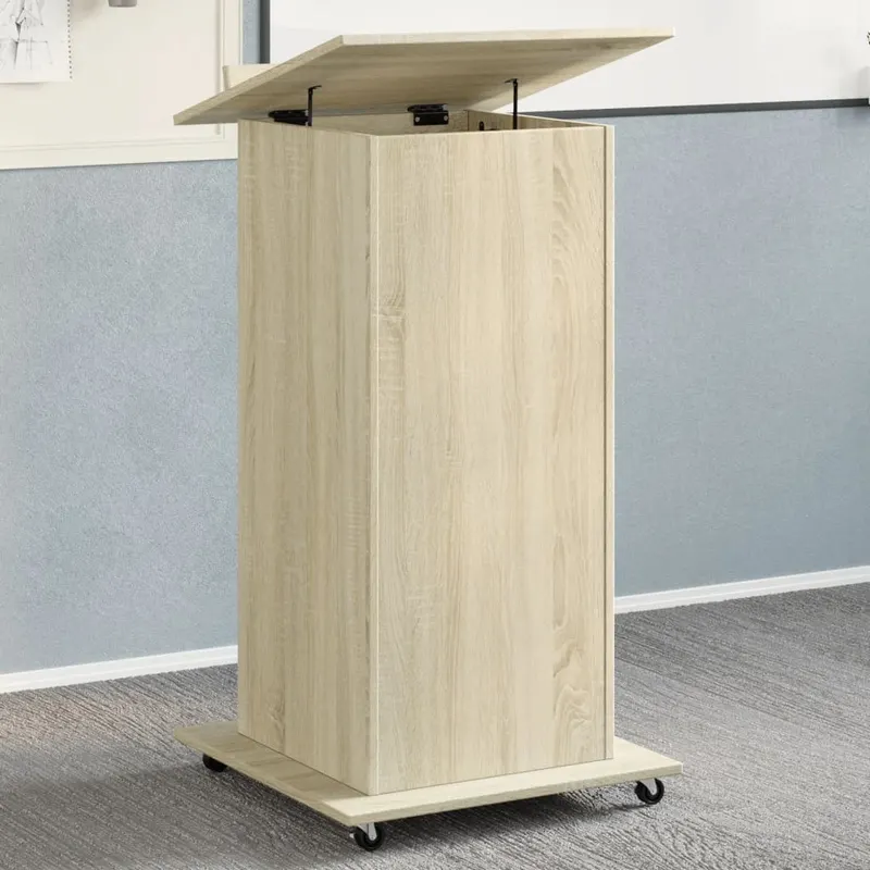 pupitru roti si sertar stejar sonoma 55x55x107cm lemn prelucrat