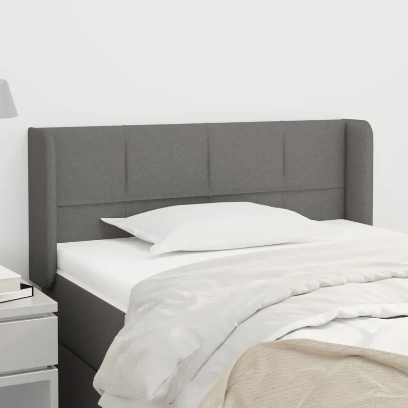 tablie de pat cu aripioare gri inchis 103x16x78/88 cm textil