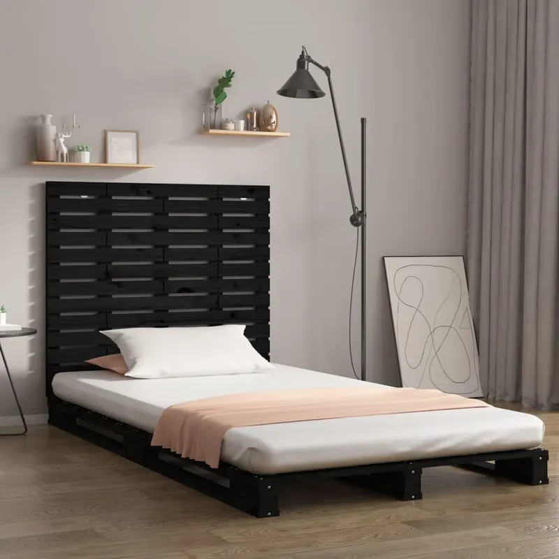 tablie de pat pentru perete, negru, 81x3x91,5 cm lemn masiv pin