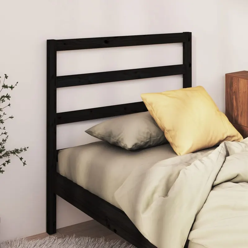 tablie de pat, negru, 81x4x100 cm, lemn masiv de pin