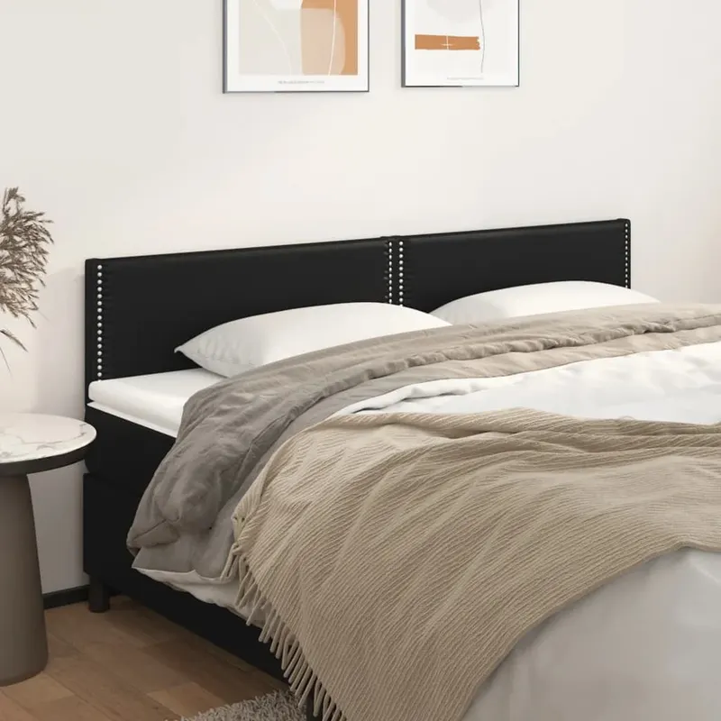 tablii de pat, 2 buc, negru, 100x5x78/88 cm, piele ecologica