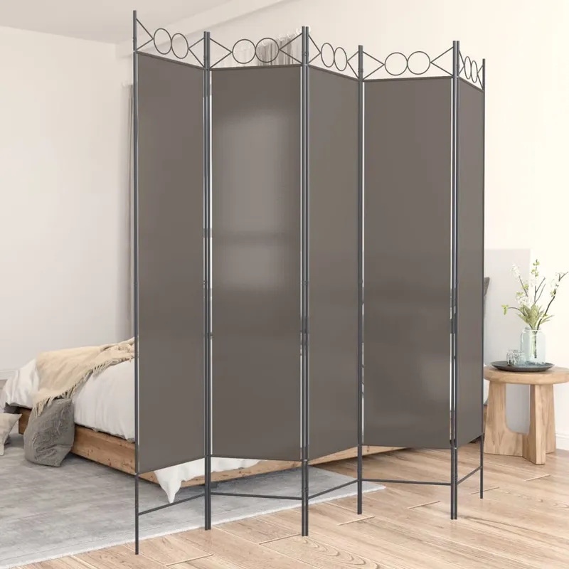 paravan de camera cu 5 panouri, antracit, 200x200 cm, textil