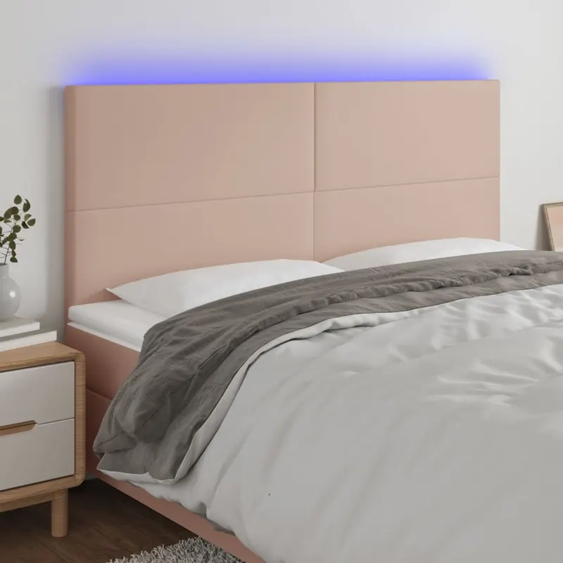 tablie de pat cu led, cappuccino, 200x5x118/128 cm, piele eco