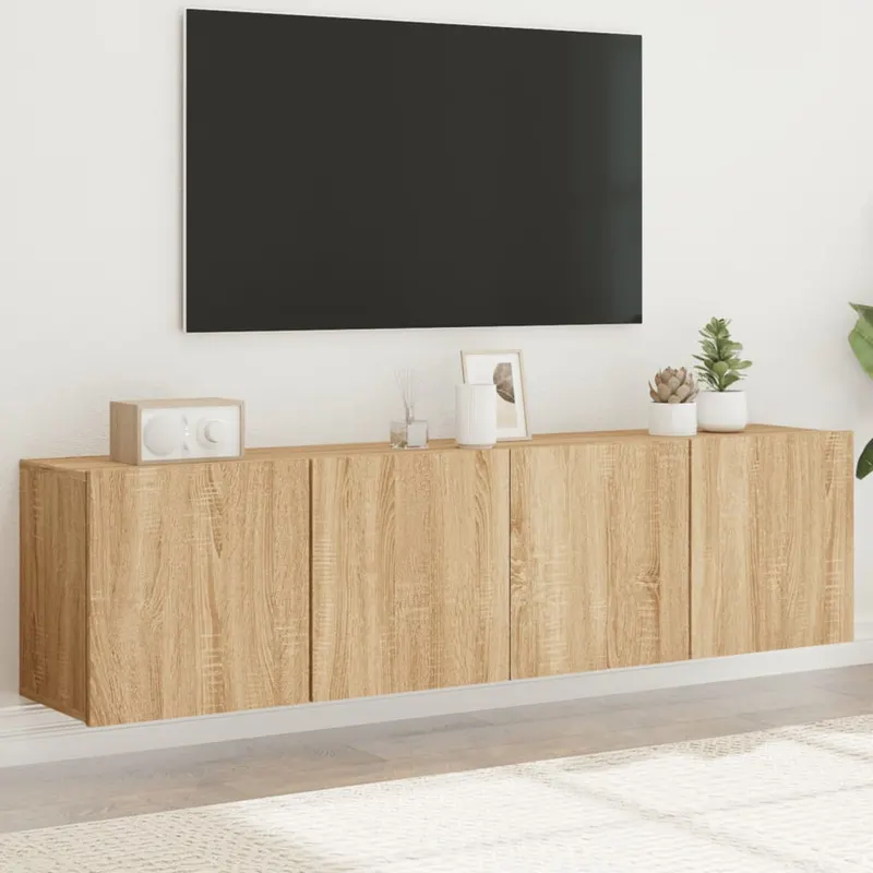 comoda tv de perete, 2 buc. stejar sonoma, 80x30x41 cm