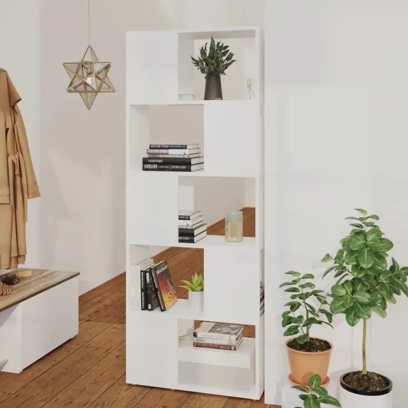 biblioteca/separator camera, alb, 60x24x155 cm, pal