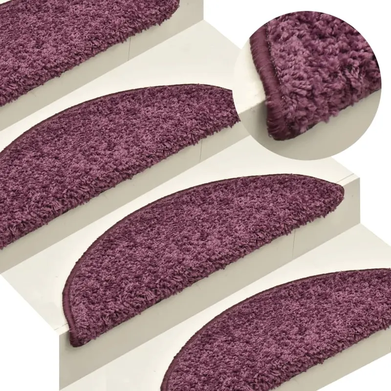 covorase pentru trepte scara, 15 buc. violet inchis, 65x21x4 cm