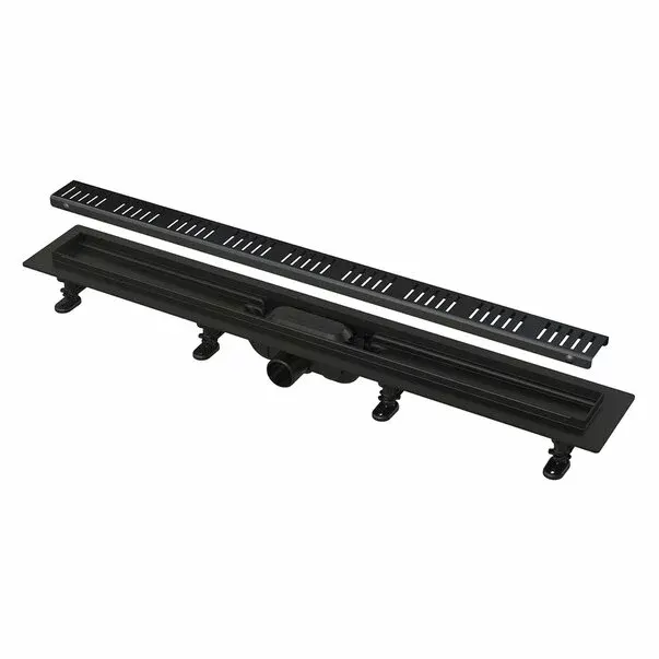 Set rigola dus cu capac negru mat Alca APZ10BLACK Simple 55 cm