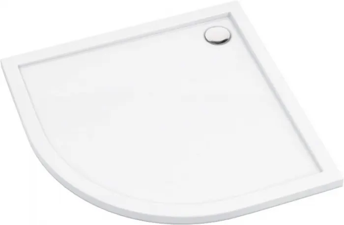 Cadita de dus semirotunda, acril, slim, alb mat, 90x90x4.5 cm, Deante Prizma