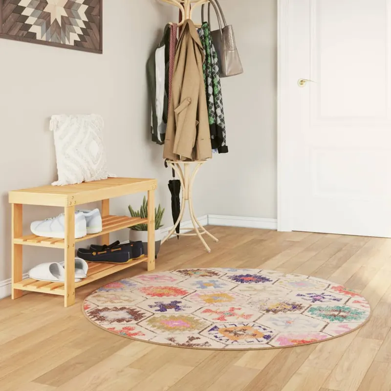 covor lavabil, multicolor, Ø 120 cm