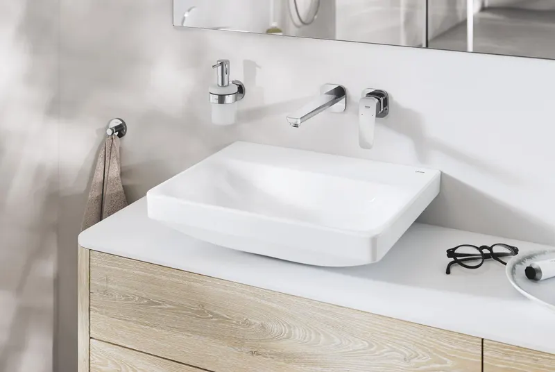 Baterie lavoar Grohe 1017890000, Cubeo, tip comanda monocomanda, marime l, numar orificii instalare 2, crom