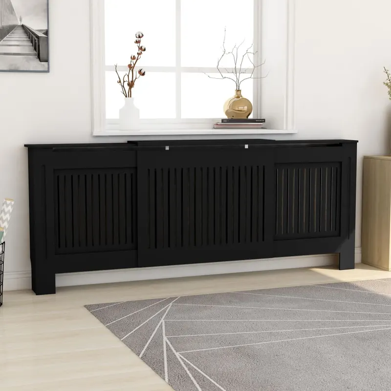 masca pentru calorifer, negru, 205 cm, mdf
