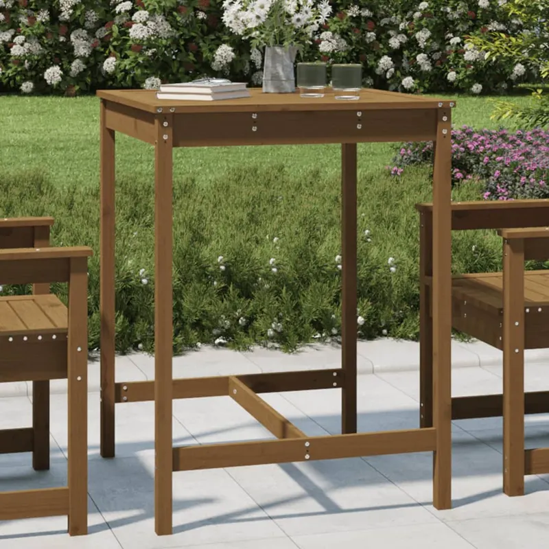 masuta de gradina, maro miere, 82,5x82,5x110 cm, lemn masiv pin
