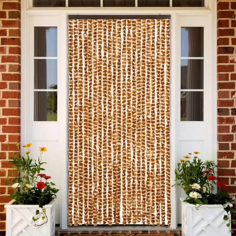 perdea pentru insecte, ocru si alb, 90 x 220 cm, chenille