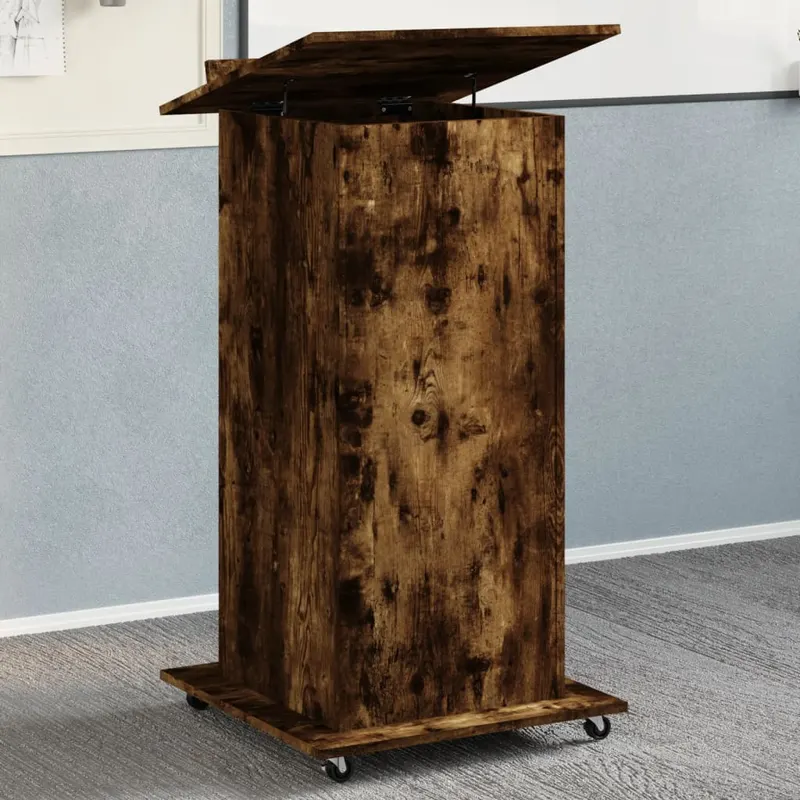 pupitru roti/sertar stejar fumuriu 55x55x107 cm lemn prelucrat