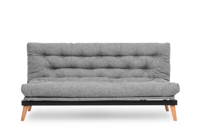 Canapea extensibila SAKI, 3 locuri, gri deschis, 185x82x92 cm