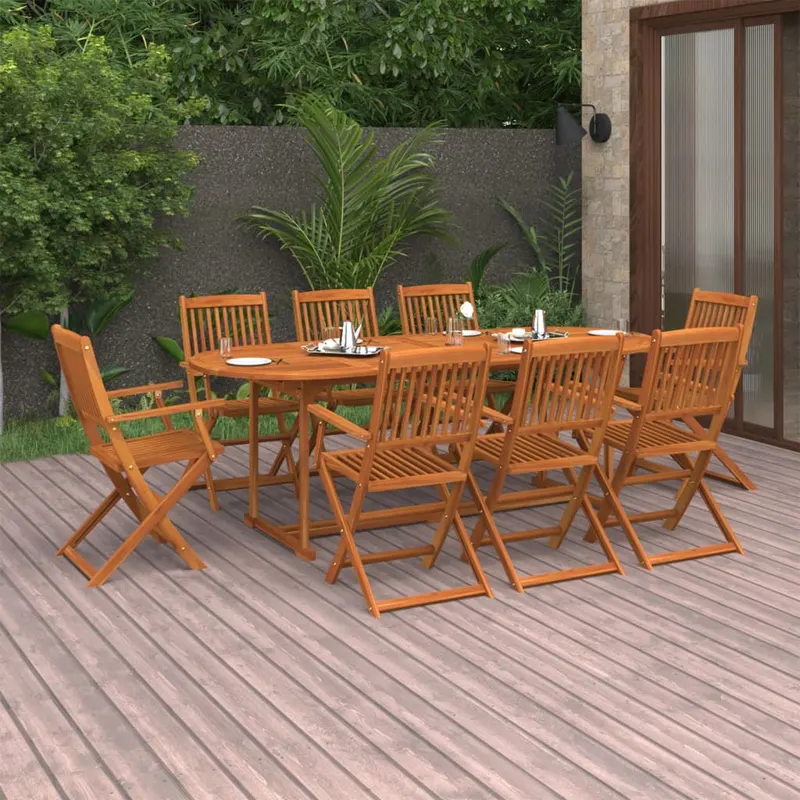 set mobilier de gradina 9 piese 220x90x75 cm, lemn masiv acacia